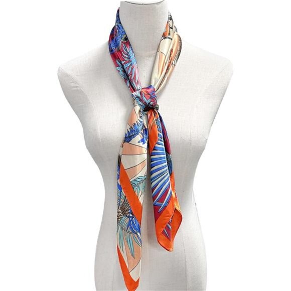 35" Square Silk Like Head Scarf - Women's Fashion Silk Feeling Scarf - Picture 6 of 7